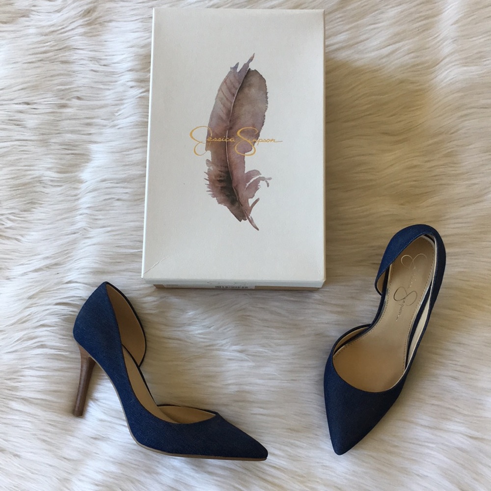 Jessica Simpson Denim Pointed High Heels